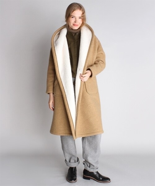 RNA-N（アールエヌエーエヌ）の「＜予約＞ボンディングガウン（ジャケット/アウター・レディース・ベージュ/カーキ/チャコール・M）」の9枚目の写真