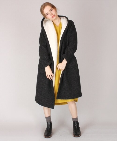 RNA-N（アールエヌエーエヌ）の「＜予約＞ボンディングガウン（ジャケット/アウター・レディース・ベージュ/カーキ/チャコール・M）」の13枚目の写真