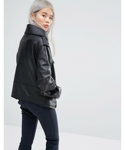 weekday leather biker jacket