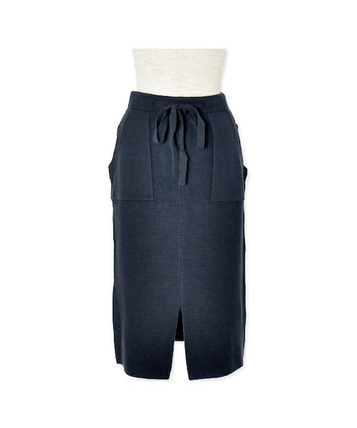 flower（フラワー）の「garter knit skirt ～ガーターニットスカート（スカート・レディース・red/navy・FREE）」の2枚目の写真