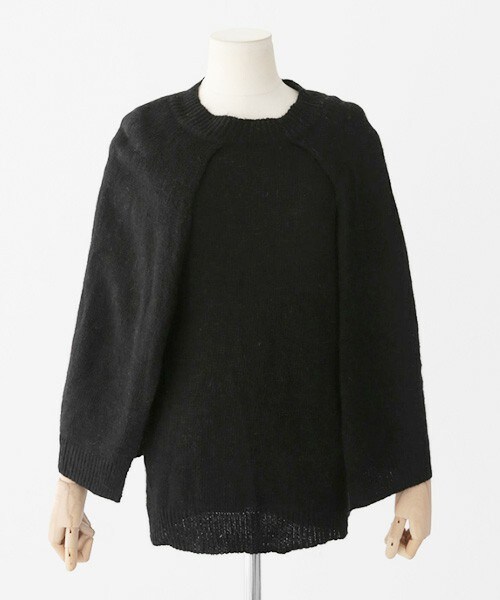 DHOLIC(ディーホリック)の「ケープニットプルオーバー(ニット/セーター・レディース・グレー/ブラック・FREE)」の2枚目の写真