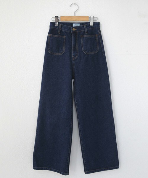 DHOLIC（ディーホリック）の「フロントポケットデニムワイドパンツ（デニムパンツ・レディース・ブルーデニム/ディープブルーデニム・S/M）」の2枚目の写真