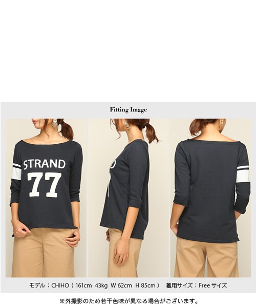 THE STRAND（ストランド）の「THE STRAND(ストランド) カレッジデザイン ナンバー刺繍トップス（Tシャツ/カットソー・レディース・ホワイト/ネイビー・FREE）」の10枚目の写真