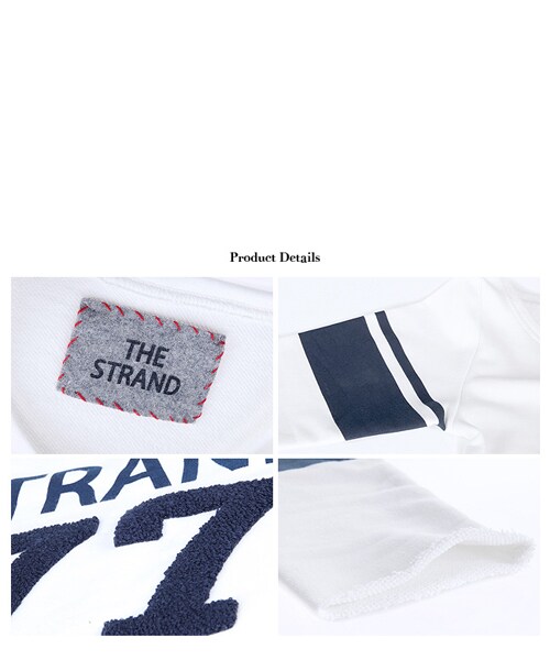 THE STRAND（ストランド）の「THE STRAND(ストランド) カレッジデザイン ナンバー刺繍トップス（Tシャツ/カットソー・レディース・ホワイト/ネイビー・FREE）」の6枚目の写真