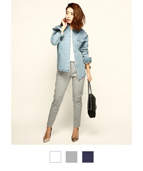 THE STRAND（ストランド）の「THE STRAND(ストランド) センタープリーツ度詰めジャージパンツ（スラックス・レディース・ホワイト/ライトグレー/ネイビー・S/M）」の3枚目の写真