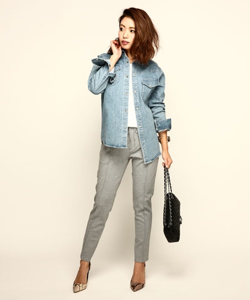 THE STRAND（ストランド）の「THE STRAND(ストランド) センタープリーツ度詰めジャージパンツ（スラックス・レディース・ホワイト/ライトグレー/ネイビー・S/M）」の9枚目の写真