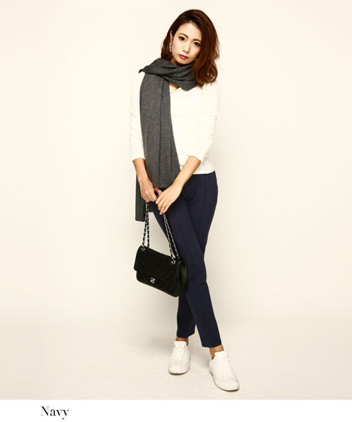 THE STRAND（ストランド）の「THE STRAND(ストランド) センタープリーツ度詰めジャージパンツ（スラックス・レディース・ホワイト/ライトグレー/ネイビー・S/M）」の10枚目の写真