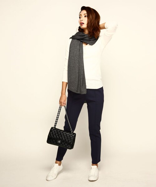 THE STRAND（ストランド）の「THE STRAND(ストランド) センタープリーツ度詰めジャージパンツ（スラックス・レディース・ホワイト/ライトグレー/ネイビー・S/M）」の11枚目の写真