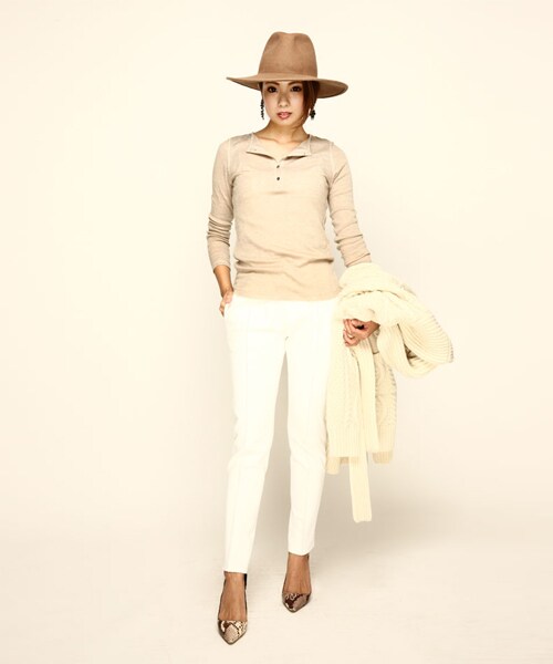 THE STRAND（ストランド）の「THE STRAND(ストランド) センタープリーツ度詰めジャージパンツ（スラックス・レディース・ホワイト/ライトグレー/ネイビー・S/M）」の5枚目の写真