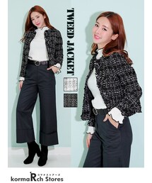 KORMARCH | ツイードラグランジャケット(ノーカラージャケット)