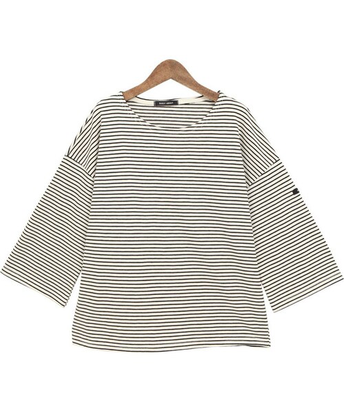 Dailyabout(デイリーアバウト)の「シンプルルーズフィットボーダー8分袖Tシャツ(P0000VOF)(Tシャツ/カットソー・レディース・アイボリー・FREE)」の1枚目の写真