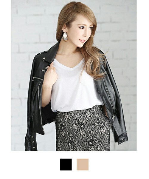 Rocotta by MOERY(ロコッタ)の「Rocotta(ロコッタ) ラムレザーライダースジャケット(ライダースジャケット・レディース・ブラック/ベージュ・FREE)」の2枚目の写真