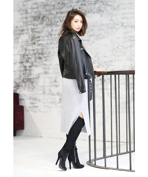 Rocotta by MOERY（ロコッタ）の「Rocotta(ロコッタ) カシミア混ミドル丈リブニットワンピース（ワンピース・レディース・ホワイト/ブルー/グレー/モカ/ブラック・FREE）」の13枚目の写真