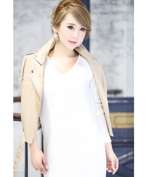 Rocotta by MOERY（ロコッタ）の「Rocotta(ロコッタ) カシミア混ミドル丈リブニットワンピース（ワンピース・レディース・ホワイト/ブルー/グレー/モカ/ブラック・FREE）」の7枚目の写真