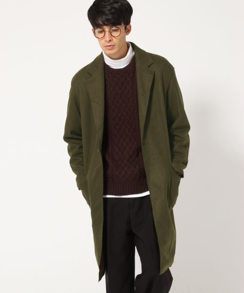 RAGEBLUE（レイジブルー）の「ウールガウンコート（ジャケット/アウター・ブラック/グリーン）」の2枚目の写真