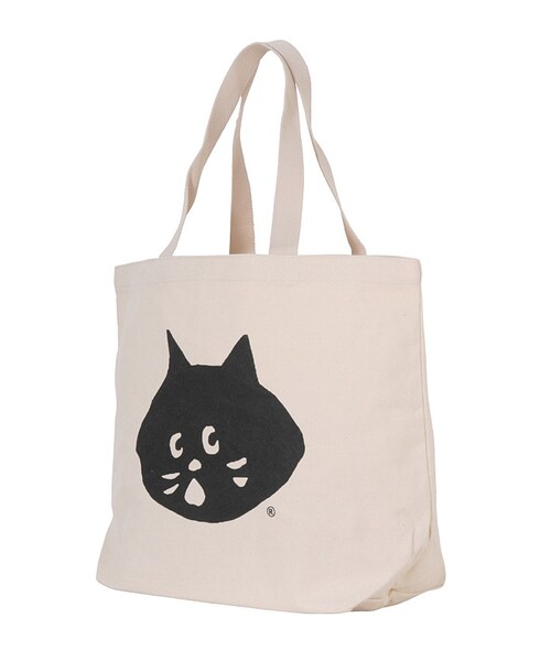 Ne-net（ネネット）の「にゃー / にゃーバッグ / トートバッグ（バッグ・off white -○・サイズ,タテ,ヨコ,マチ,持ち手,-,37.5,46,21.5,55,）」の4枚目の写真