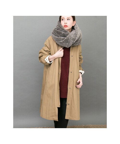 KBF（ケイビーエフ）の「【予約】WEB限定 ボーイフレンドコート（ジャケット/アウター・レディース・BEIGE/BLACK/DENIM・one）」の4枚目の写真