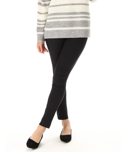 Honeys（ハニーズ）の「裏起毛パギンス７０丈（レギンス・スパッツ・トレンカ・レディース・ブラック/ネイビー/グリーンチェック/クロ×グレー/チャチェック・Ｍ/Ｌ/ＬＬ）」の2枚目の写真