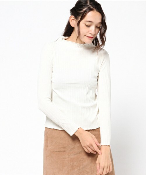 Cheek(チーク)の「メローリブロングスリーブ(Tシャツ/カットソー・レディース・オフホワイト/ブラック/グレー/ピンクベージュ/ワイン・MEDIUM)」の2枚目の写真