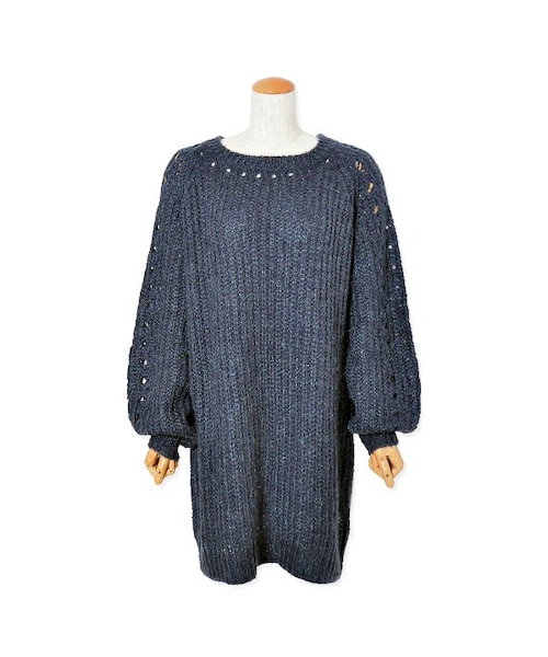 flower（フラワー）の「brightness knit op ～ﾌﾞﾗｲﾄﾈｽﾆｯﾄﾜﾝﾋﾟｰｽ（ワンピース・レディース・gray/navy・FREE）」の2枚目の写真