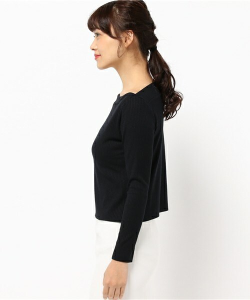 Bab Bou Jeloud（バブブージュルード）の「【Bab】リブニットオフショルダートップス（ニット/セーター・レディース・ピンク/ブラック/ブラウン/カーキ・FREE）」の11枚目の写真