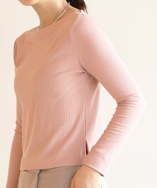 Bab Bou Jeloud（バブブージュルード）の「【Bab】リブニットオフショルダートップス（ニット/セーター・レディース・ピンク/ブラック/ブラウン/カーキ・FREE）」の9枚目の写真