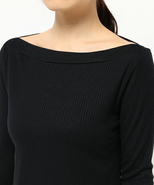 Bab Bou Jeloud（バブブージュルード）の「【Bab】リブニットオフショルダートップス（ニット/セーター・レディース・ピンク/ブラック/ブラウン/カーキ・FREE）」の13枚目の写真