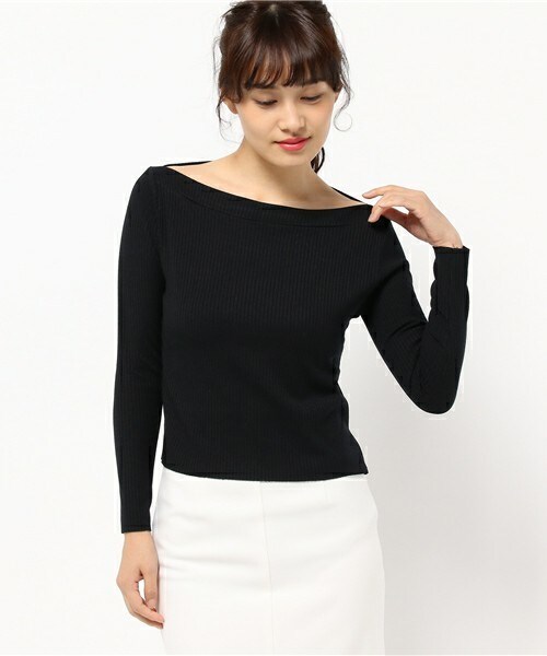 Bab Bou Jeloud（バブブージュルード）の「【Bab】リブニットオフショルダートップス（ニット/セーター・レディース・ピンク/ブラック/ブラウン/カーキ・FREE）」の17枚目の写真