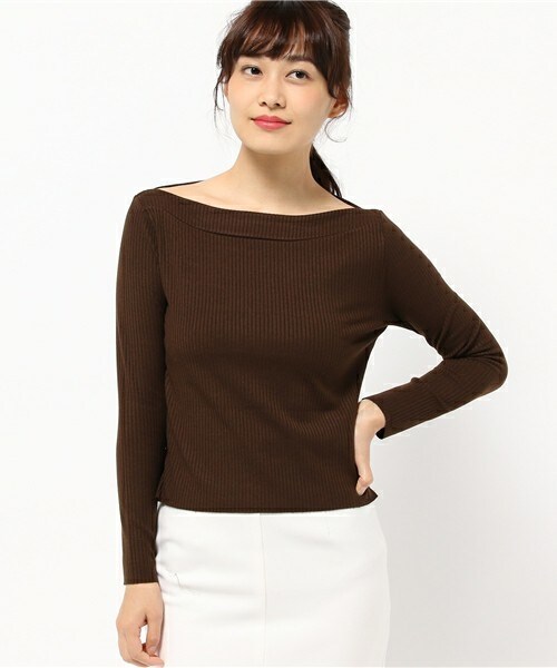 Bab Bou Jeloud（バブブージュルード）の「【Bab】リブニットオフショルダートップス（ニット/セーター・レディース・ピンク/ブラック/ブラウン/カーキ・FREE）」の19枚目の写真