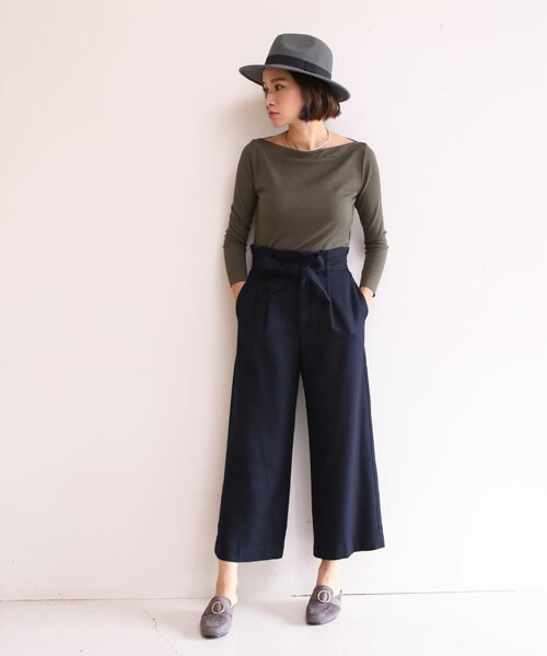 Bab Bou Jeloud（バブブージュルード）の「【Bab】リブニットオフショルダートップス（ニット/セーター・レディース・ピンク/ブラック/ブラウン/カーキ・FREE）」の21枚目の写真