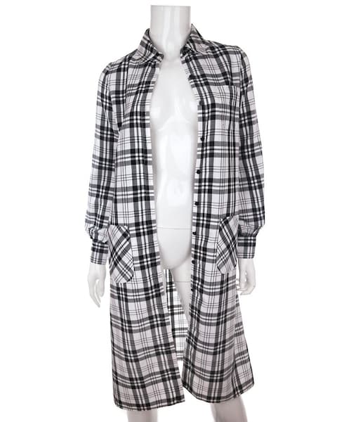 Bobon21（ボボンニジュウイチ）の「チェック柄ロングシャツ（シャツ/ブラウス・レディース・赤/黒/ピンク/グリーン・M）」の2枚目の写真