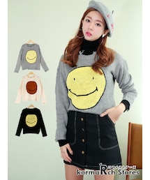 KORMARCH | スマイルプリントヴィンテージニット(ニット/セーター)