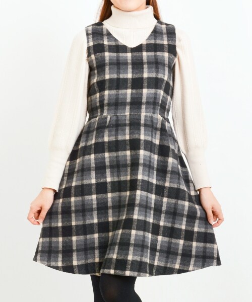 Majestic Legon マジェスティックレゴン の シャギーチェックノースリワンピース ワンピース ドレス Wear