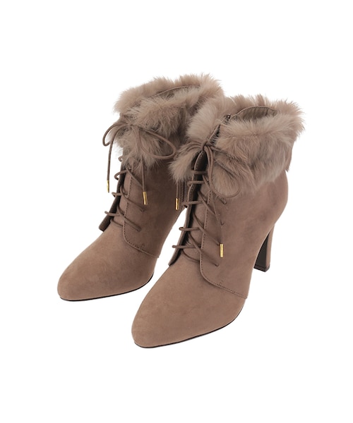 31 Sons de mode(トランテアン ソン ドゥ モード)の「ファー取り外しレースアップブーツ(シューズ・レディース・チャコールグレー/ブラック/ブラウン・S/M/L)」の1枚目の写真