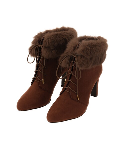 31 Sons de mode(トランテアン ソン ドゥ モード)の「ファー取り外しレースアップブーツ(シューズ・レディース・チャコールグレー/ブラック/ブラウン・S/M/L)」の3枚目の写真