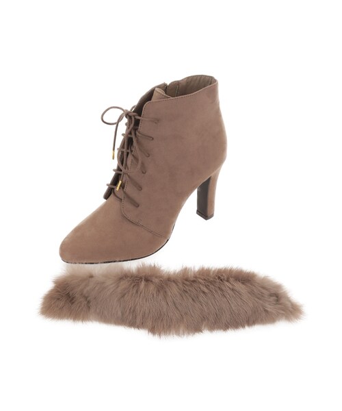 31 Sons de mode(トランテアン ソン ドゥ モード)の「ファー取り外しレースアップブーツ(シューズ・レディース・チャコールグレー/ブラック/ブラウン・S/M/L)」の10枚目の写真