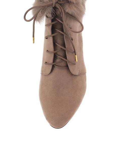 31 Sons de mode(トランテアン ソン ドゥ モード)の「ファー取り外しレースアップブーツ(シューズ・レディース・チャコールグレー/ブラック/ブラウン・S/M/L)」の7枚目の写真