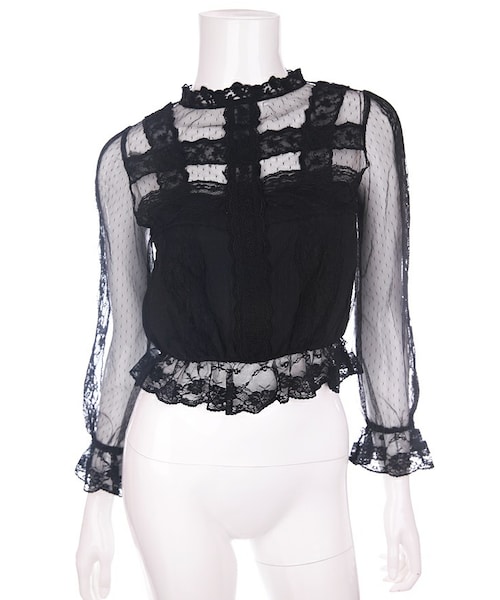 Bobon21（ボボンニジュウイチ）の「レトロガールレースブラウス（シャツ/ブラウス・レディース・白/黒・S/M/L）」の2枚目の写真