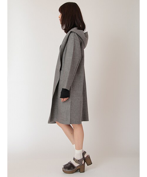 w closet（ダブルクローゼット）の「フード付コーディガン（ジャケット/アウター・レディース・グレー/レンガ/ネイビー・FREE）」の5枚目の写真