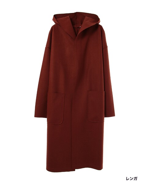 w closet（ダブルクローゼット）の「フード付コーディガン（ジャケット/アウター・レディース・グレー/レンガ/ネイビー・FREE）」の2枚目の写真