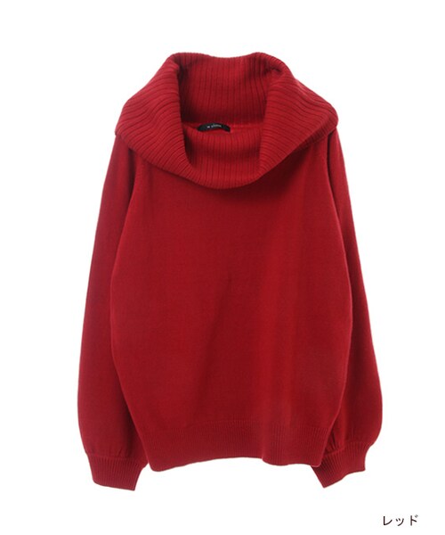 w closet(ダブルクローゼット)の「12Gオフショルニットプルオーバー(トップス・レディース・オフホワイト/チャコール/レッド/ベージュ・FREE)」の4枚目の写真