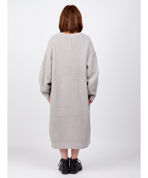 w closet（ダブルクローゼット）の「片畦編みロングカーデ（トップス・レディース・エクリュ/グレー/チャコール・FREE）」の6枚目の写真