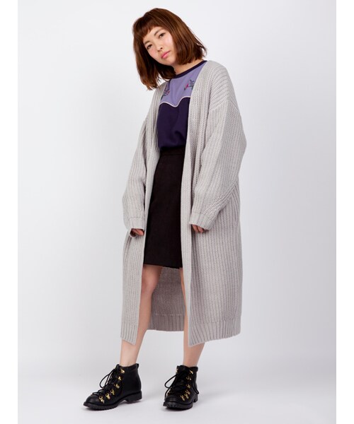 w closet（ダブルクローゼット）の「片畦編みロングカーデ（トップス・レディース・エクリュ/グレー/チャコール・FREE）」の13枚目の写真