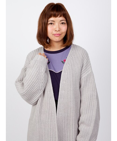 w closet（ダブルクローゼット）の「片畦編みロングカーデ（トップス・レディース・エクリュ/グレー/チャコール・FREE）」の7枚目の写真
