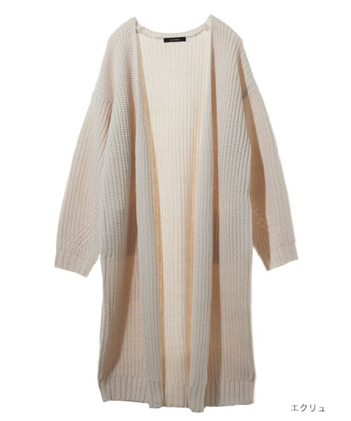 w closet（ダブルクローゼット）の「片畦編みロングカーデ（トップス・レディース・エクリュ/グレー/チャコール・FREE）」の3枚目の写真