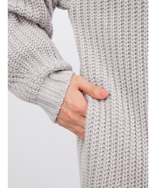 w closet（ダブルクローゼット）の「片畦編みロングカーデ（トップス・レディース・エクリュ/グレー/チャコール・FREE）」の12枚目の写真