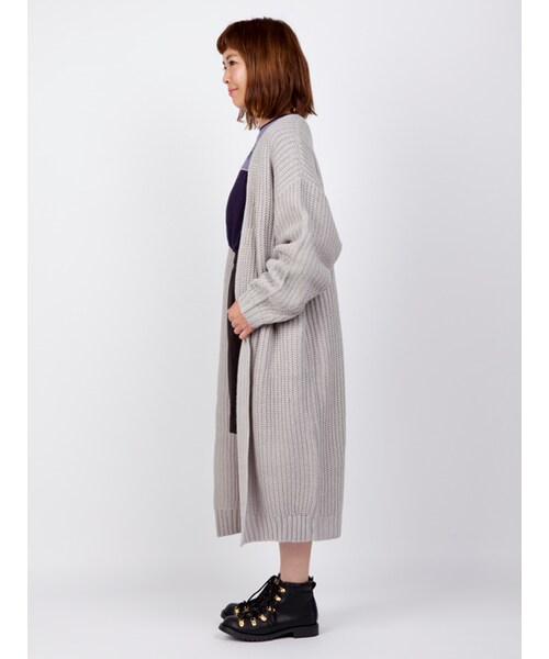 w closet（ダブルクローゼット）の「片畦編みロングカーデ（トップス・レディース・エクリュ/グレー/チャコール・FREE）」の5枚目の写真