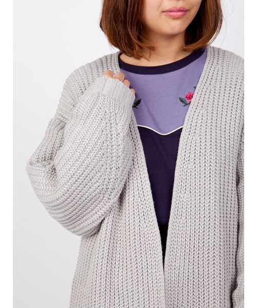 w closet（ダブルクローゼット）の「片畦編みロングカーデ（トップス・レディース・エクリュ/グレー/チャコール・FREE）」の8枚目の写真