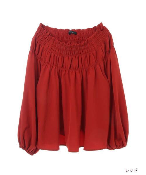 w closet（ダブルクローゼット）の「2wayシャーリングプルオーバー（トップス・レディース・レッド/Dブラウン/ブラック・FREE）」の3枚目の写真