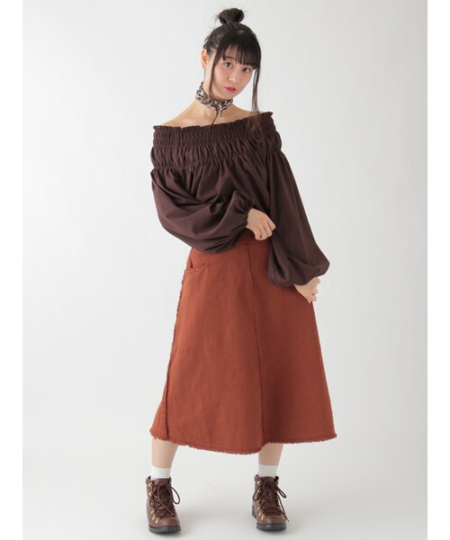 w closet（ダブルクローゼット）の「2wayシャーリングプルオーバー（トップス・レディース・レッド/Dブラウン/ブラック・FREE）」の10枚目の写真